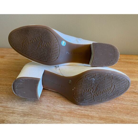 Gianni Bini Jaydennn White Leather Block Heel Boots Booties 11 - Picture 9 of 9